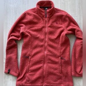 The North Face Red Orange Sherpa Fleece Jacket Women’s Small Full Zip